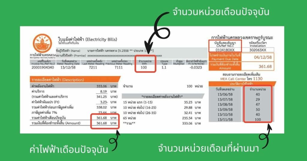 ดูใบแจ้งค่าไฟก่อน ติดโซล่าเซลล์